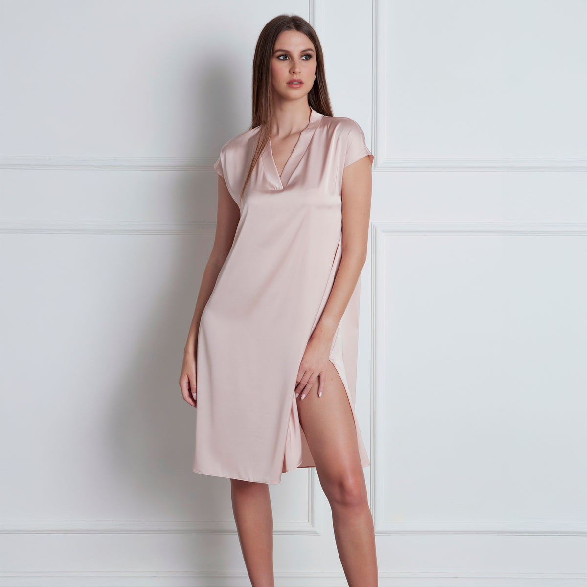 Camicia da notte mezza manica tessuto semilucido Lunatica 51136