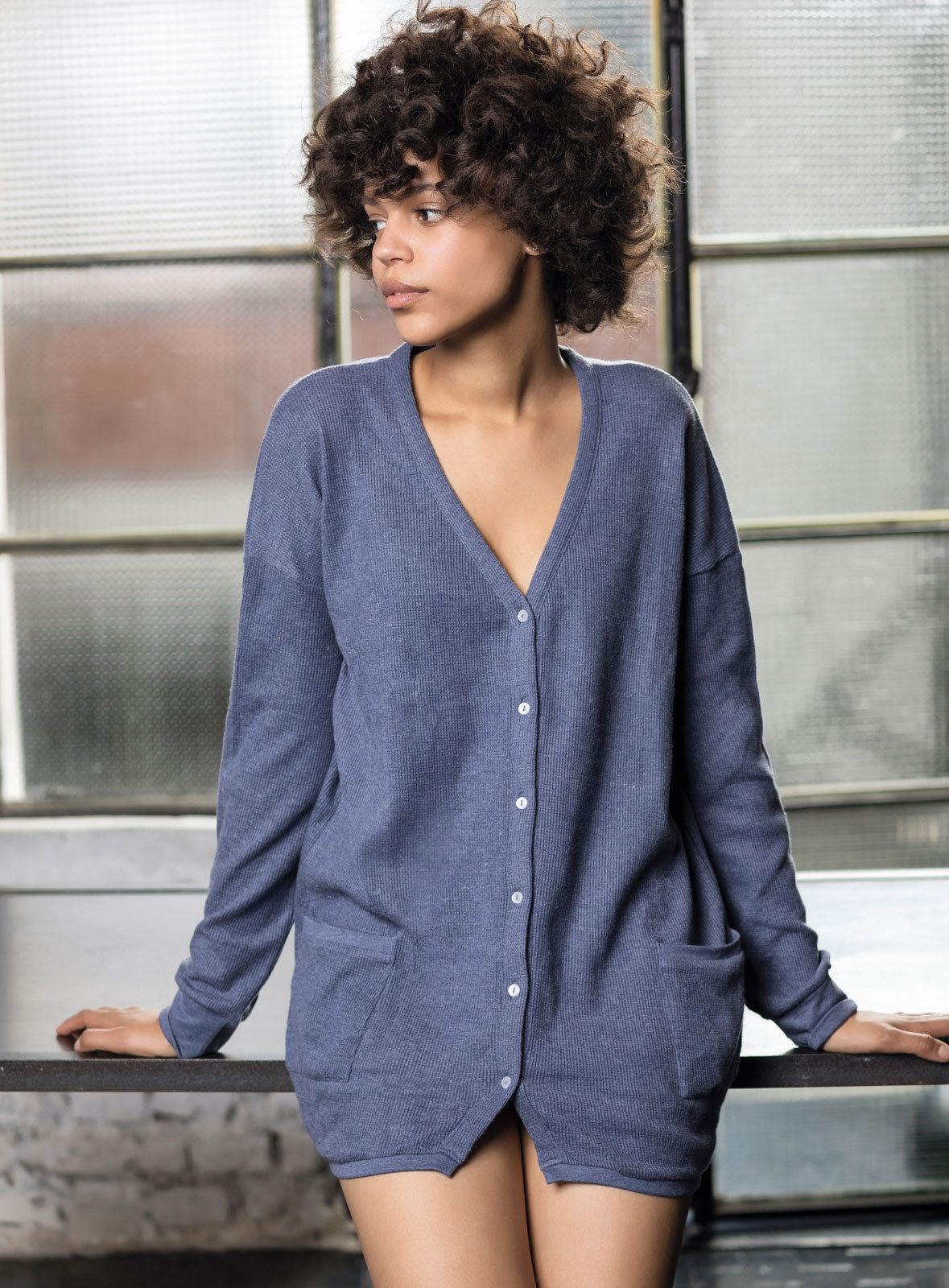 Cardigan donna Jadea 5116 jeans in caldo cotone