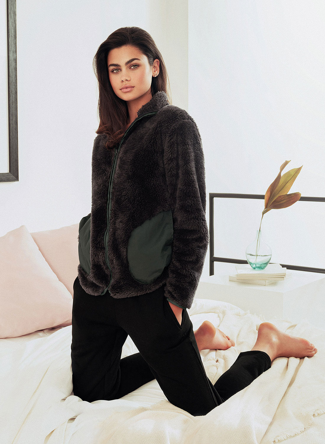 Tuta donna invernale Jadea 5149 cotone felpato / pile sherpa antracite