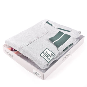 Pigiama donna caldo cotone Jadea grigio verde 5157