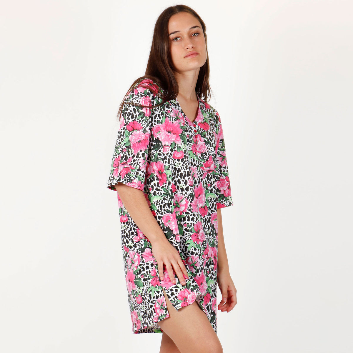 Camicia da notte vestitino donna estivo Admas 51585 leopardato fucsia