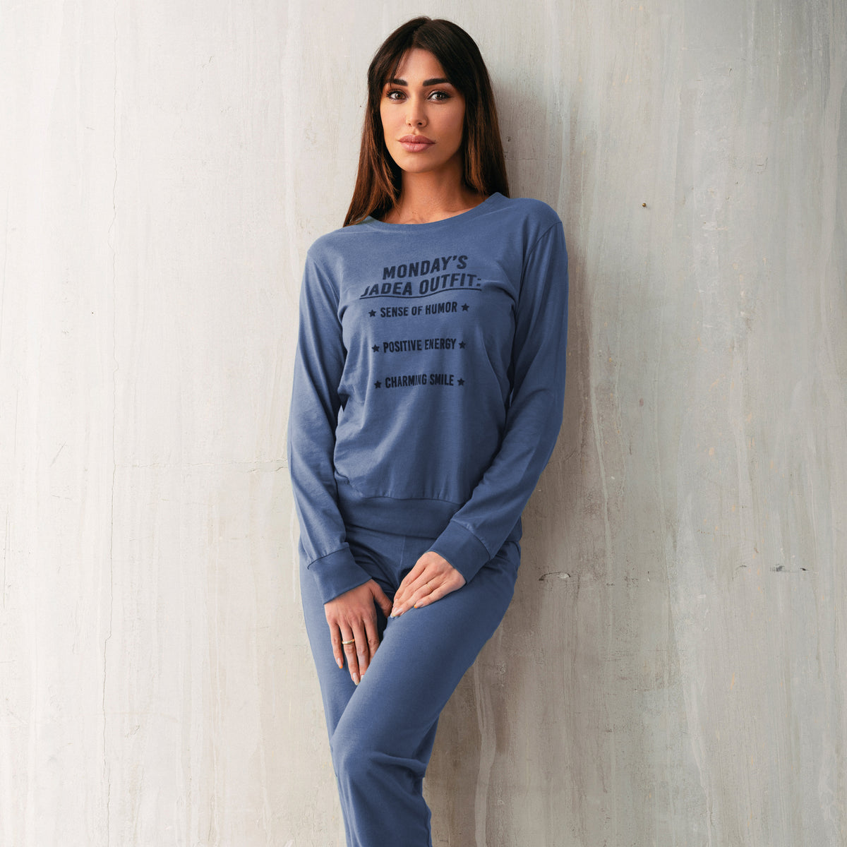 Pigiama donna caldo cotone Jadea blu 5159