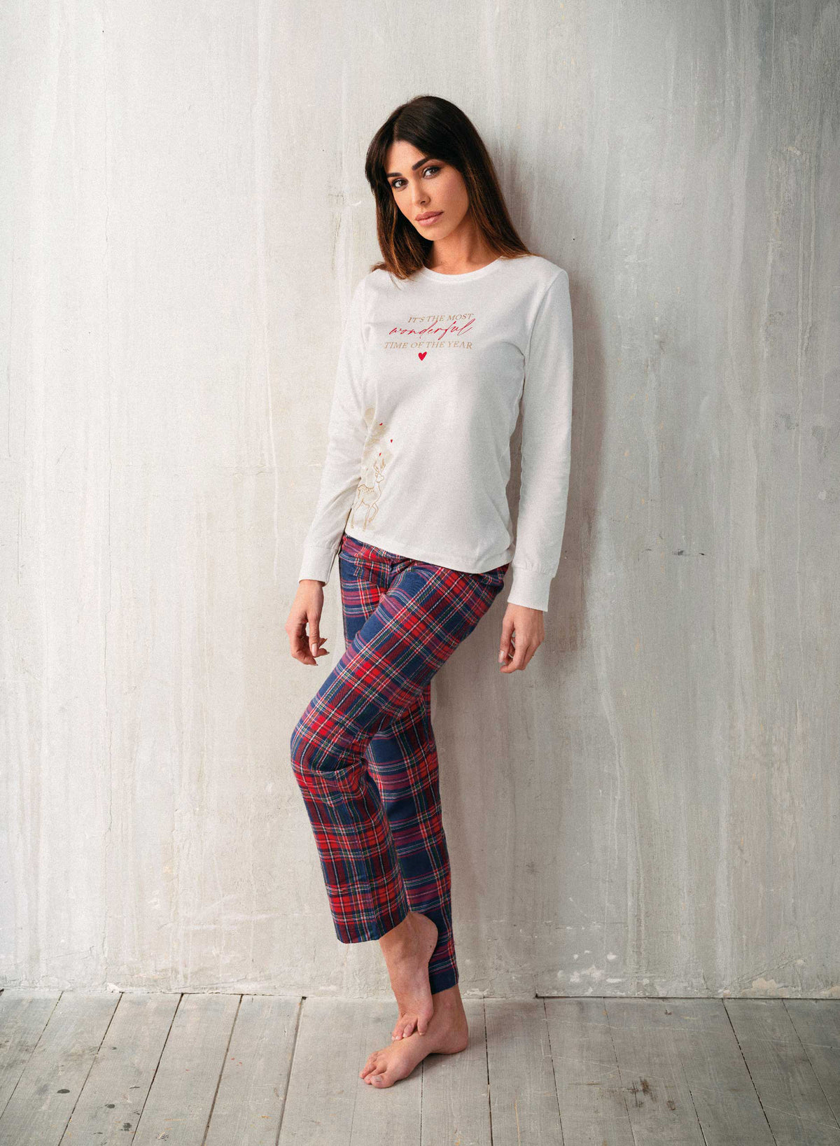Pigiama natalizio Christmas collection Jadea caldo cotone scozzese 5171