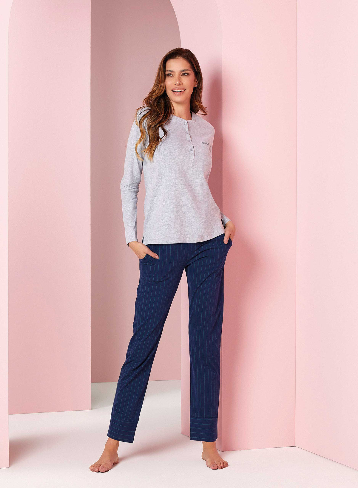 Pigiama donna serafino in caldo cotone Jadea Home 5175