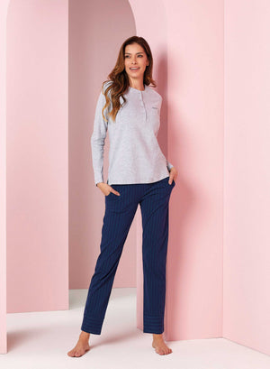Pigiama donna serafino in caldo cotone Jadea Home 5175