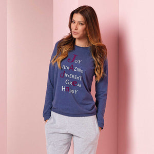 Pigiama Jadea Home in caldo cotone manica e pantalone con polsini 5176