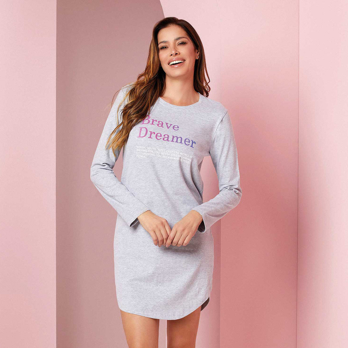 Camicia da notte donna Jadea caldo cotone soffice e calda 5180