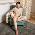 Pigiama donna a costine scollo serafino Jadea 5238