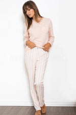 Pigiama donna Admas 54107 invernale rigato rosa