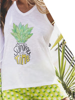 Pigiama da donna Admas 54164 in cotone estivo ananas