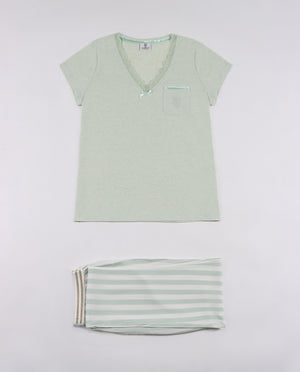 Pigiama da donna Admas 54195 manica corta verde acqua