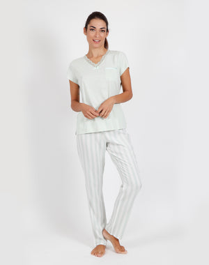 Pigiama da donna Admas 54195 manica corta verde acqua