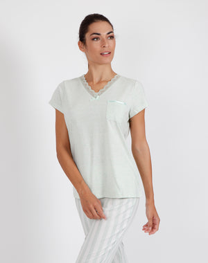 Pigiama da donna Admas 54195 manica corta verde acqua