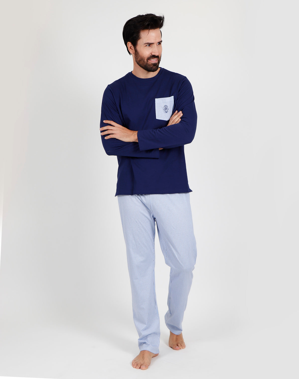 Pigiama uomo lungo Admas 54280 blu cotone