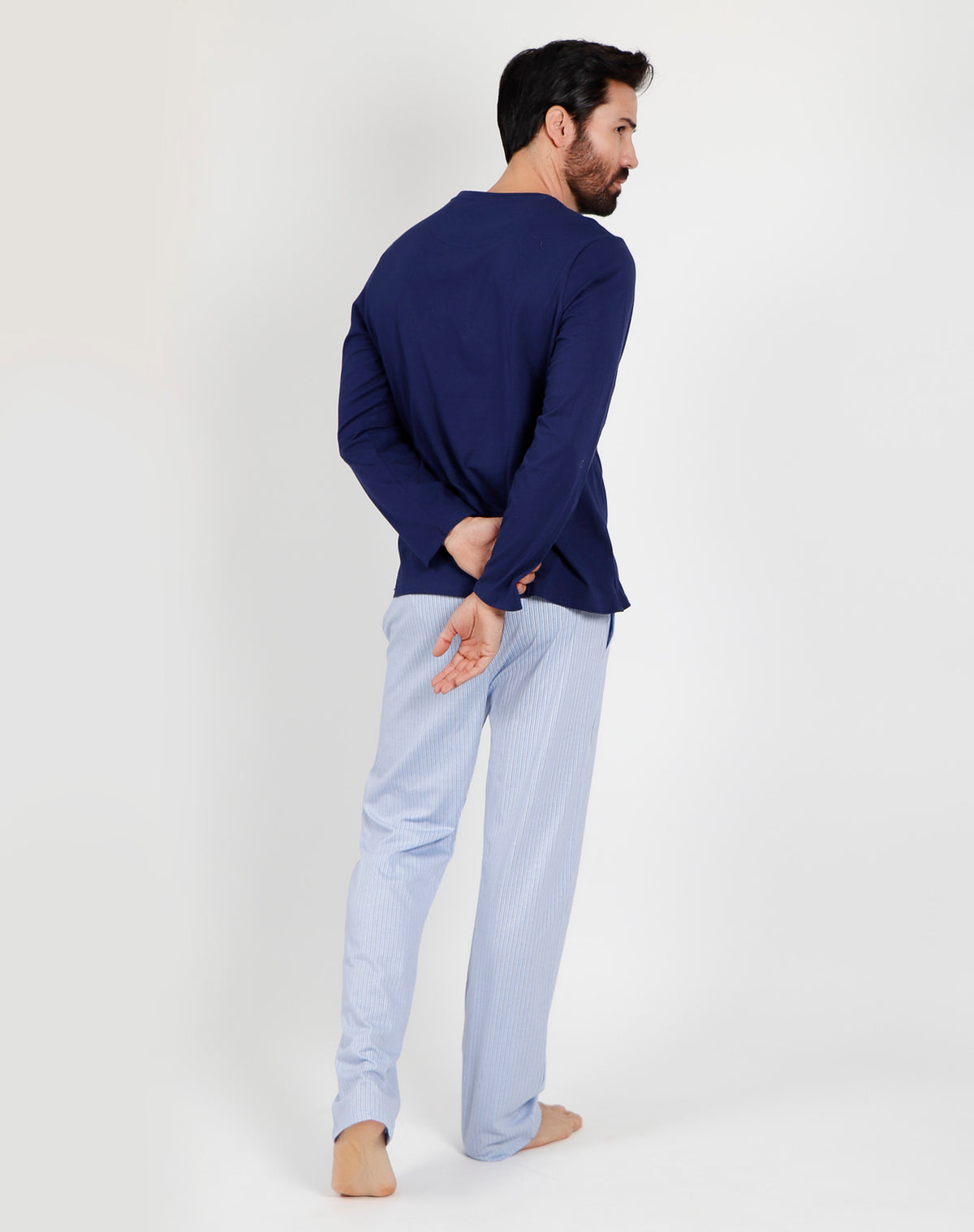 Pigiama uomo lungo Admas 54280 blu cotone