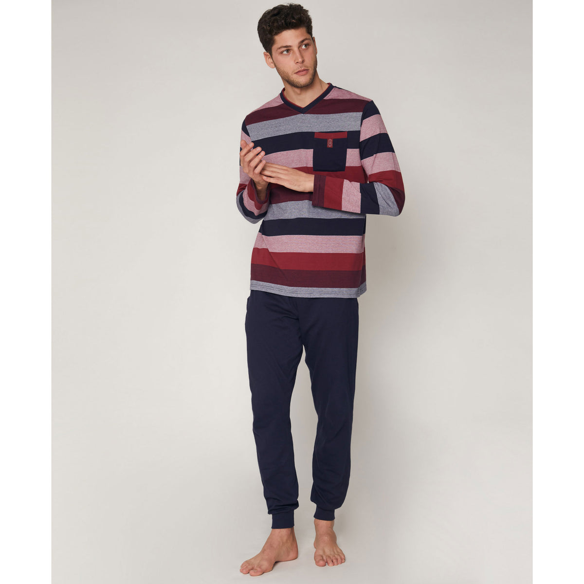 Pigiama uomo Admas 54763 bordeaux caldo cotone 