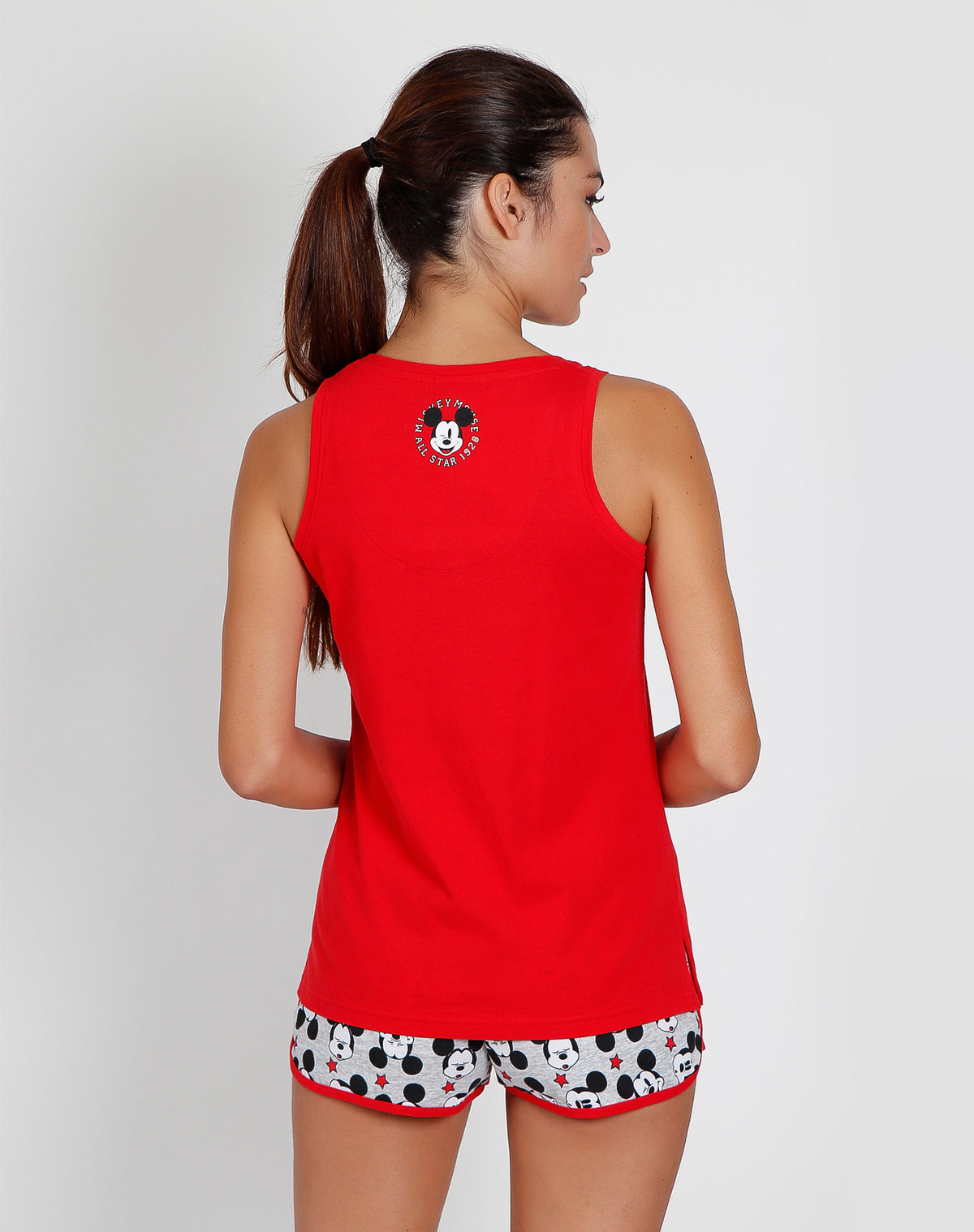 Pigiama donna corto Disney 55069 canotta topolino rosso