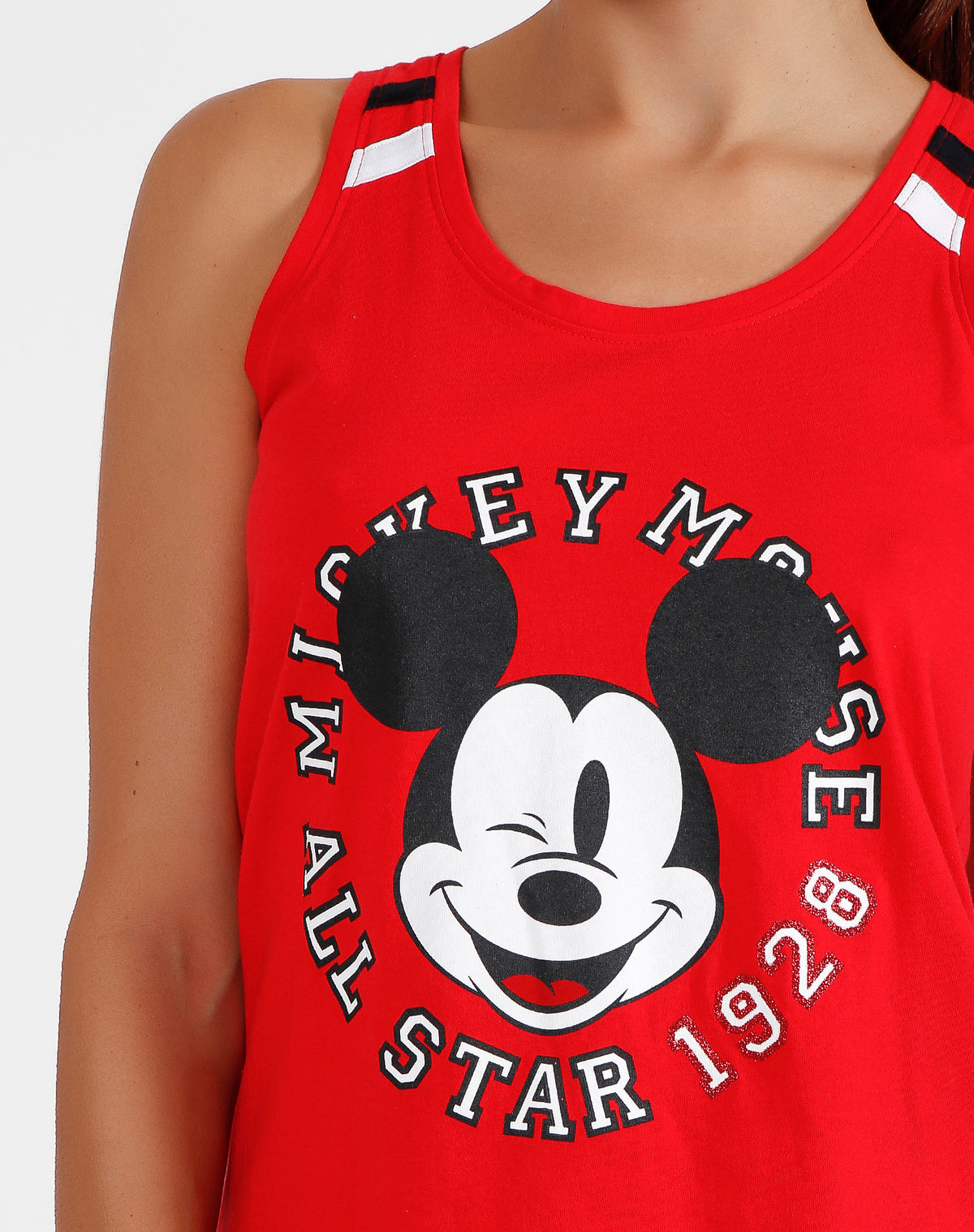 Pigiama donna corto Disney 55069 canotta topolino rosso