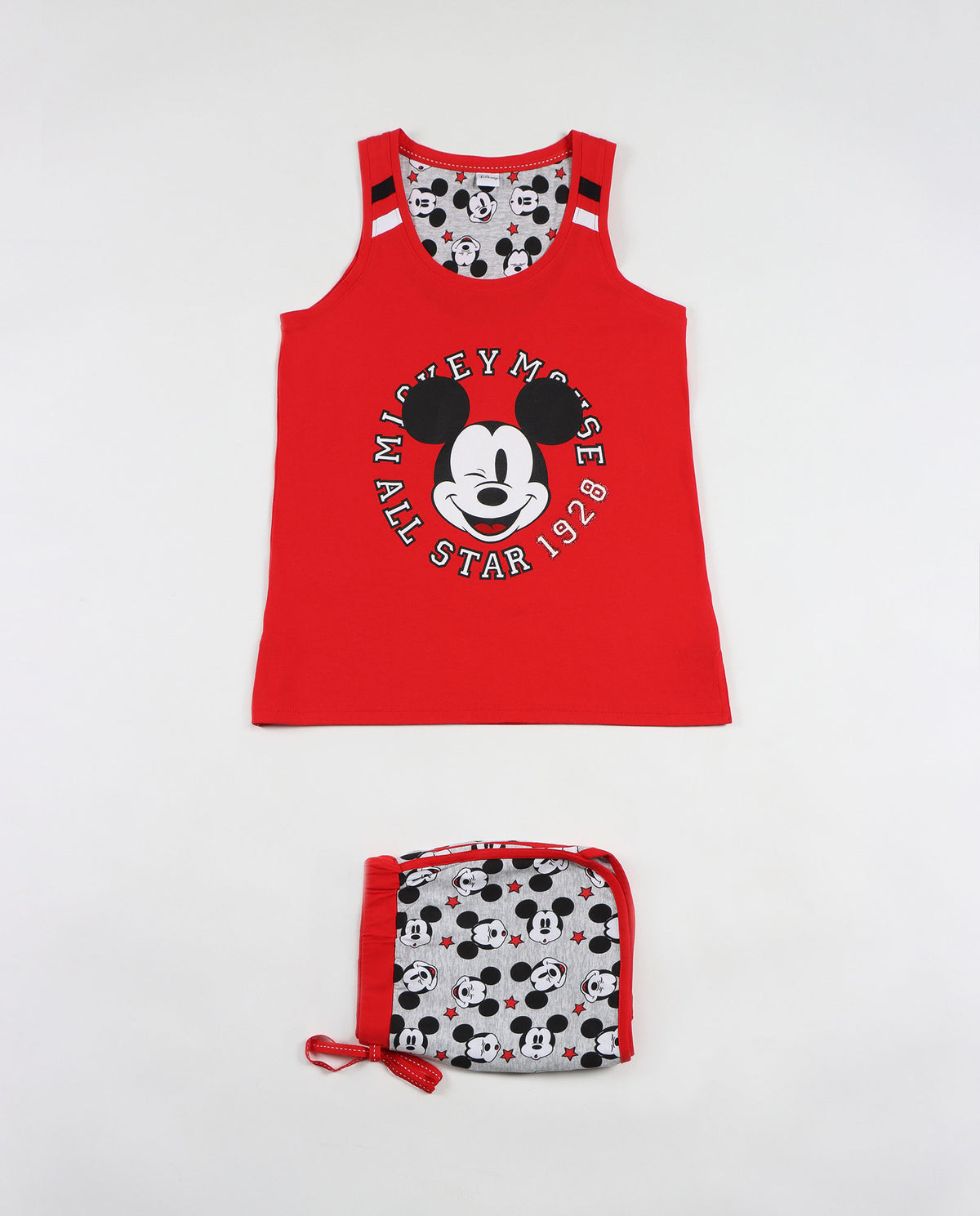Pigiama donna corto Disney 55069 canotta topolino rosso