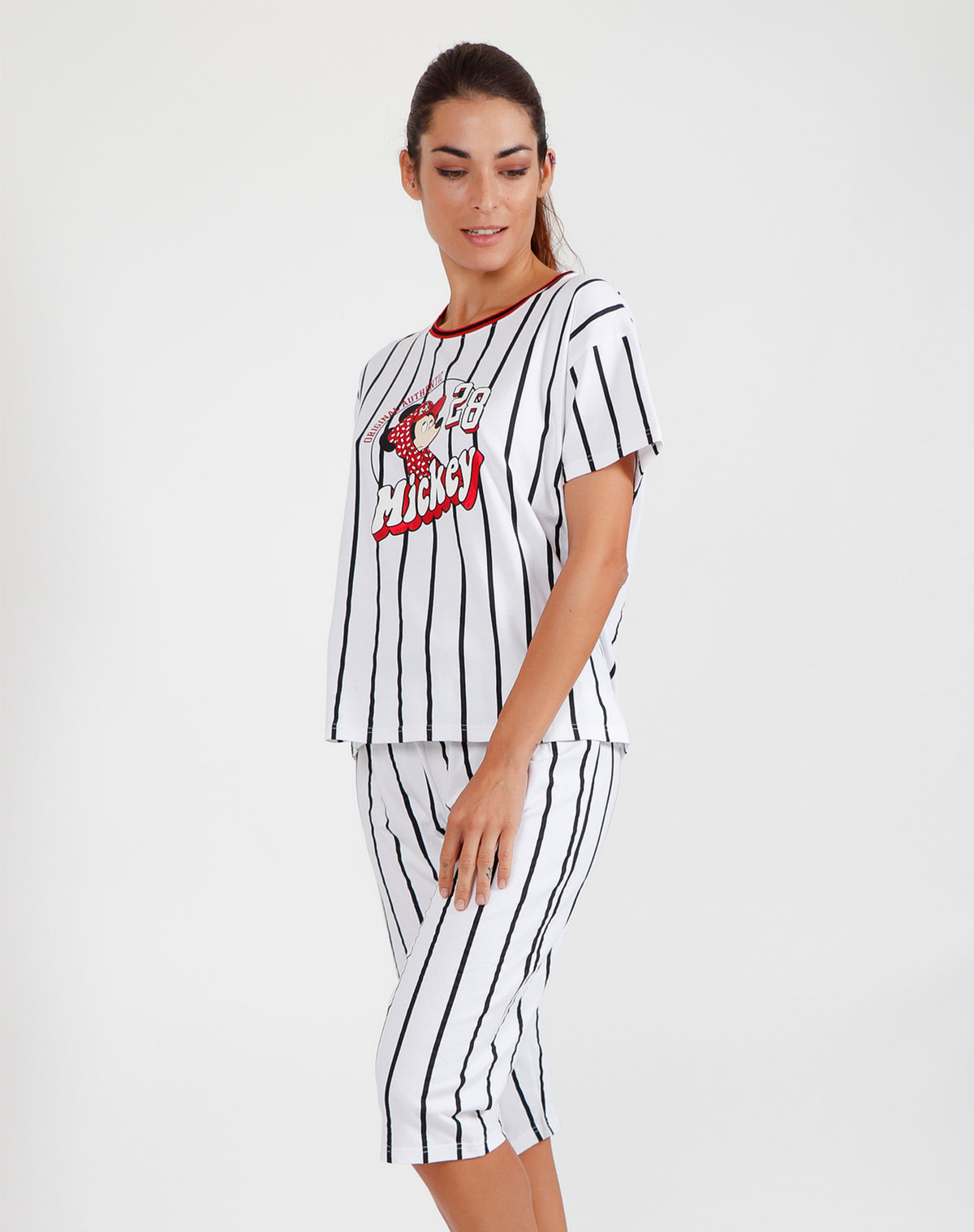 Pigiama donna corto Disney 55084 mezza manica bianco