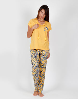 Pigiama donna Admas 55115 fantasia giallo