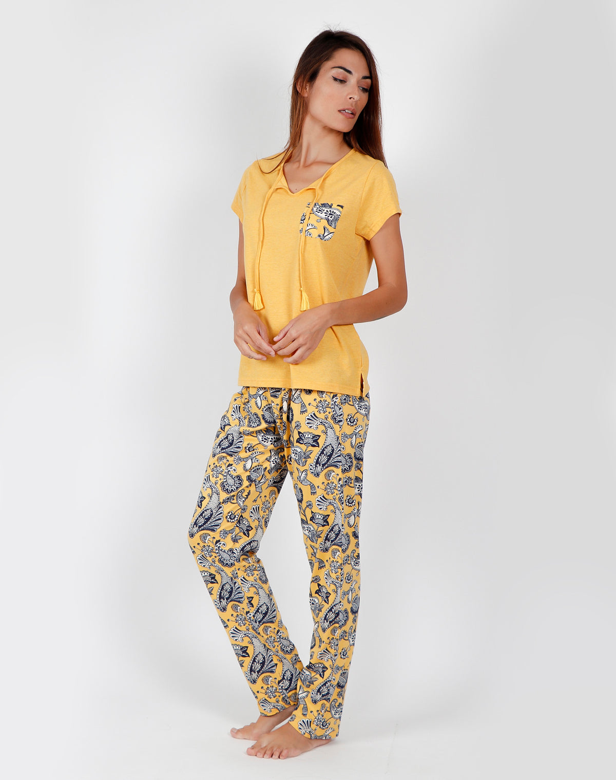 Pigiama donna Admas 55115 fantasia giallo