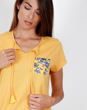Pigiama donna Admas 55115 fantasia giallo
