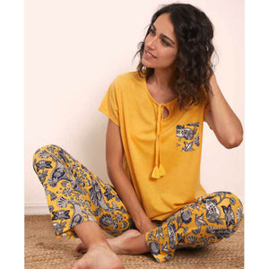 Pigiama donna Admas 55115 fantasia giallo