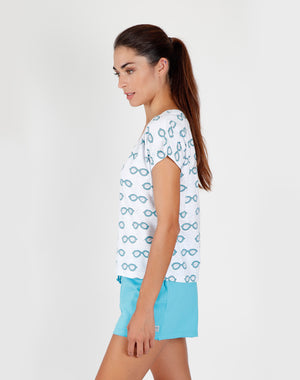 Pigiama donna Admas 55116 stampa occhiali azzurro