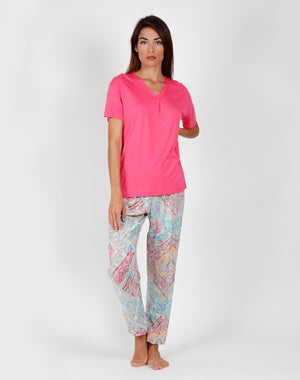Pigiama donna Admas 55153 lungo stampato rosa