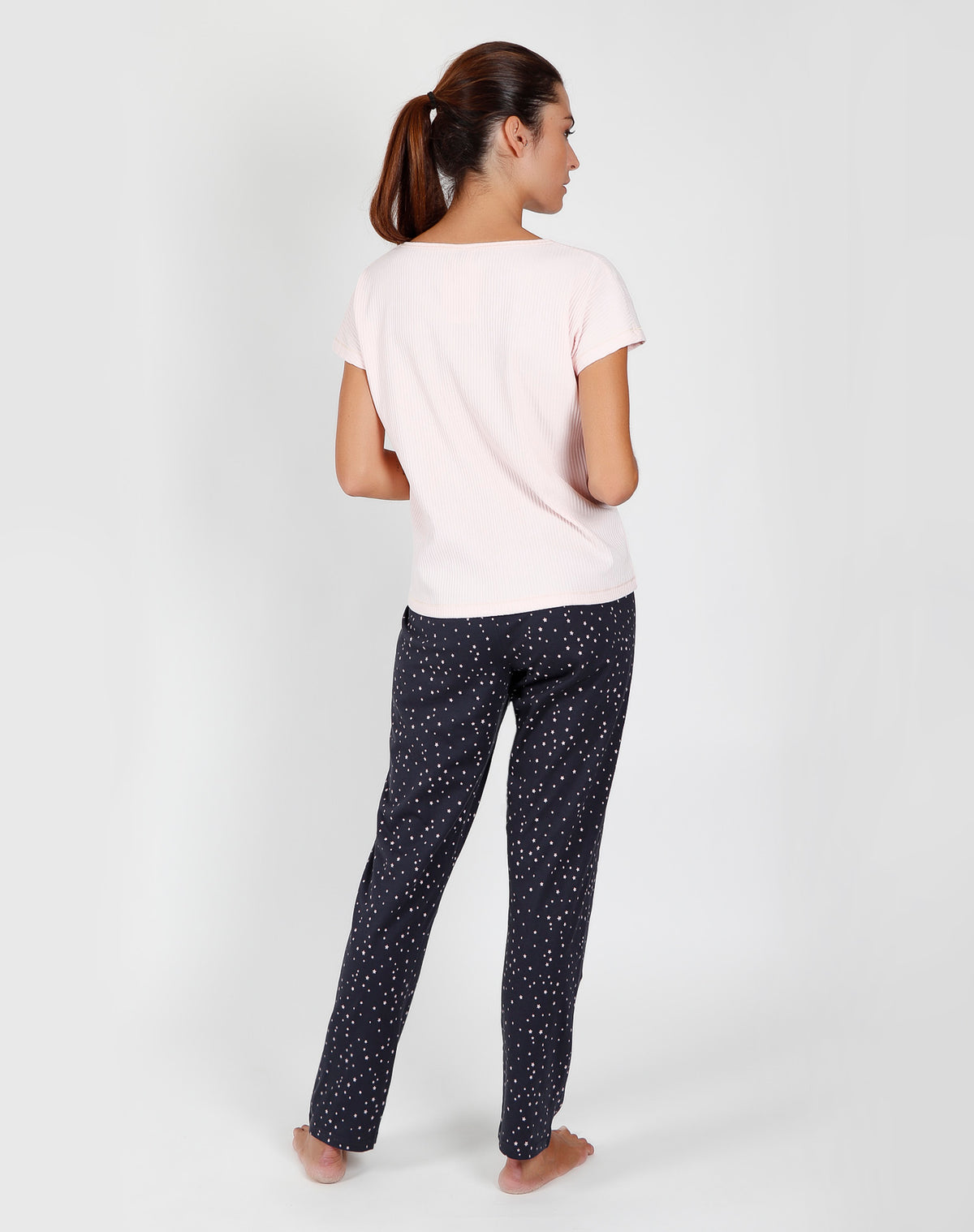 Pigiama donna Lungo Admas 55173 stelline rosa