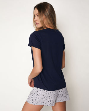 Pigiama donna corto Admas 55193 blu