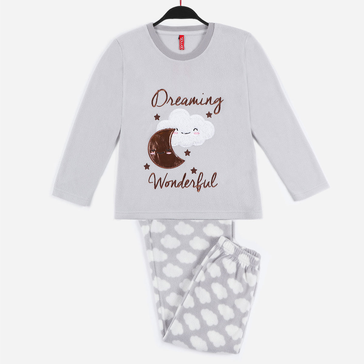 Pigiama bambina micropile grigio nuvola luna Admas 55211