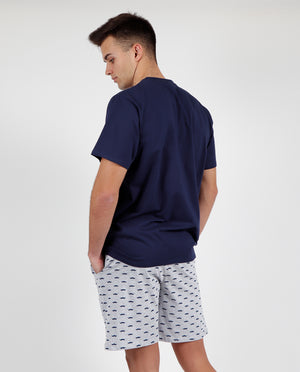 Pigiama uomo corto Admas 55272 con stampa baffi