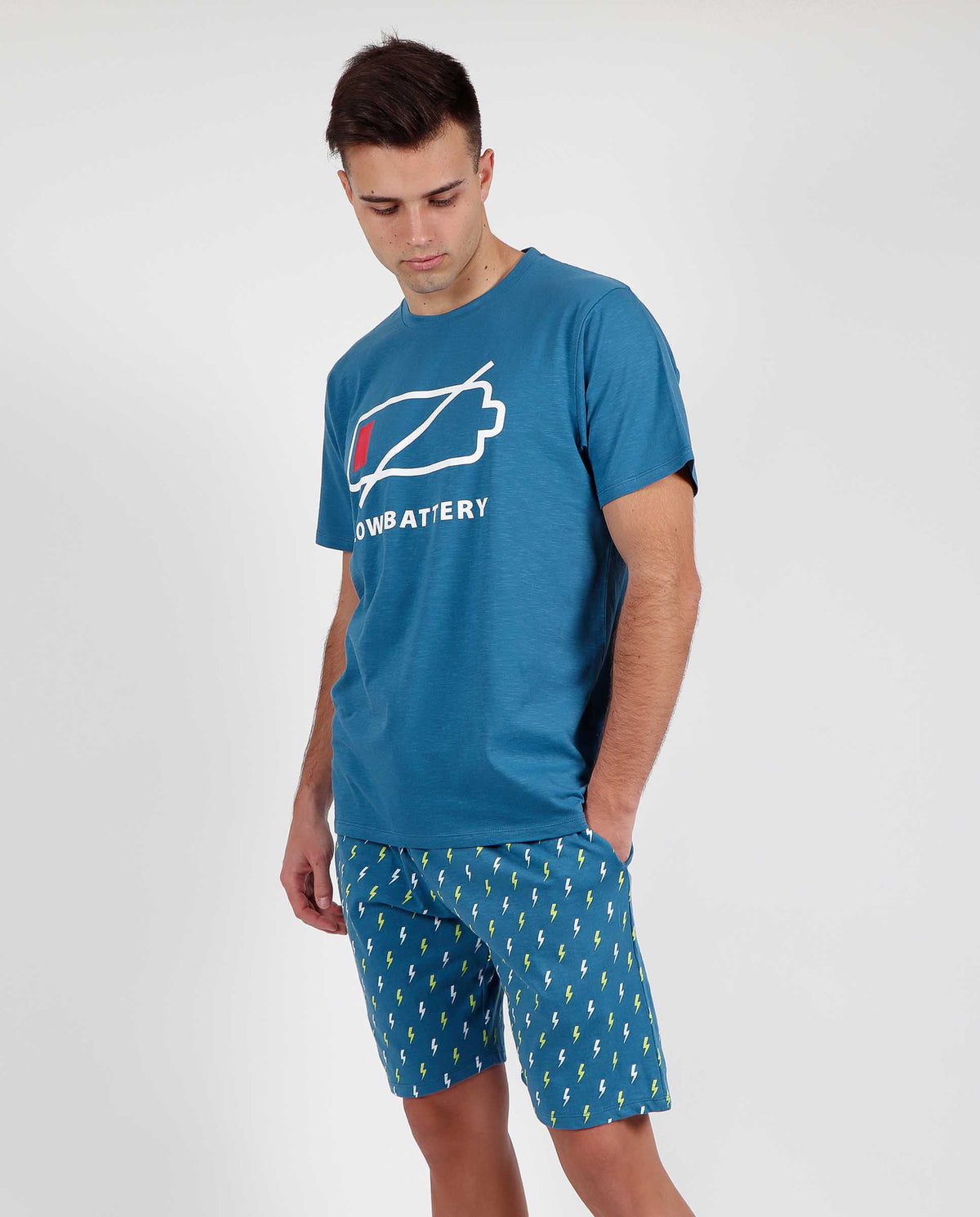 Pigiama uomo corto Admas 55274 azzurro cotone