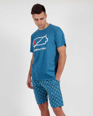 Pigiama uomo corto Admas 55274 azzurro cotone