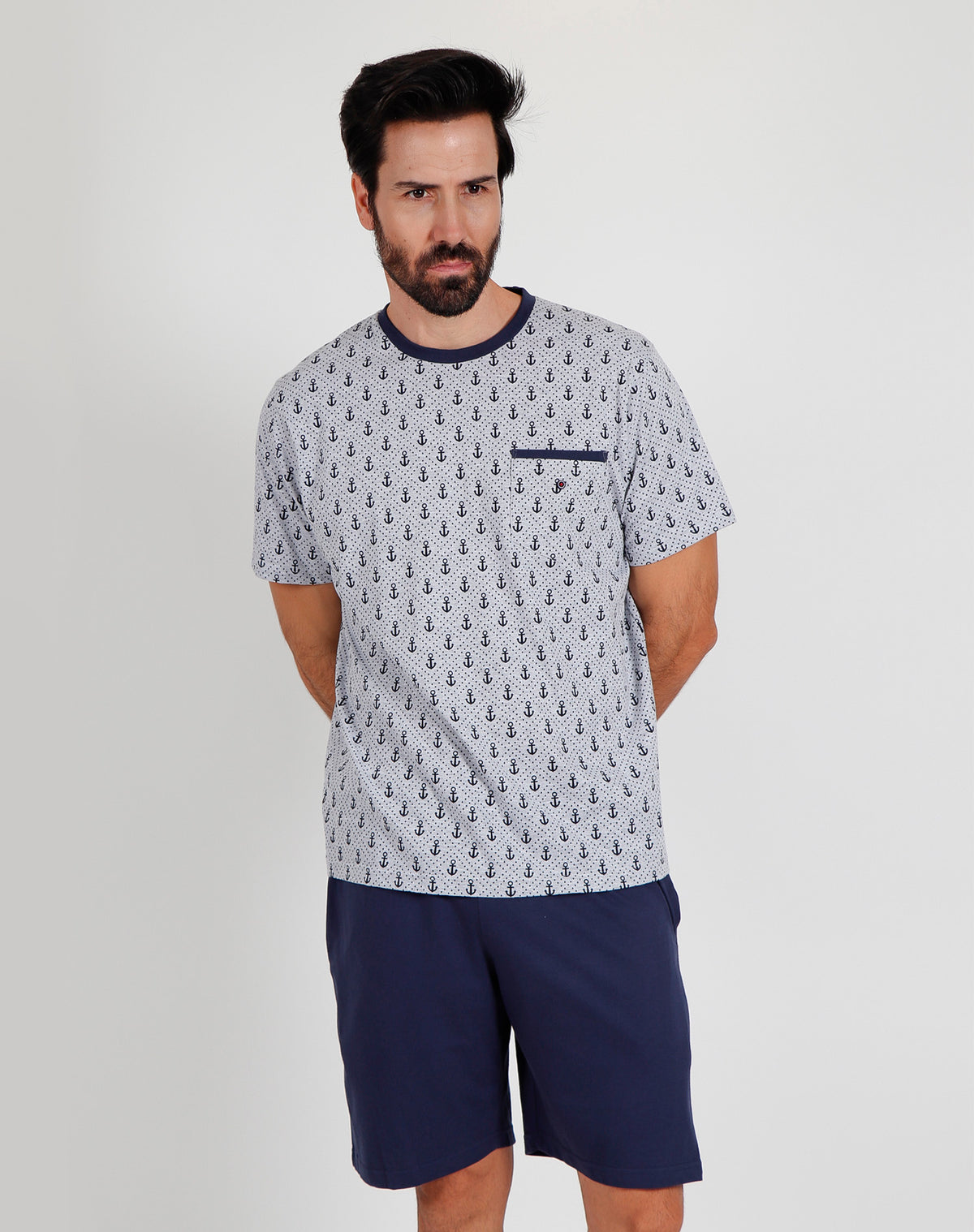 Pigiama uomo corto Admas 55278 stampato ancore