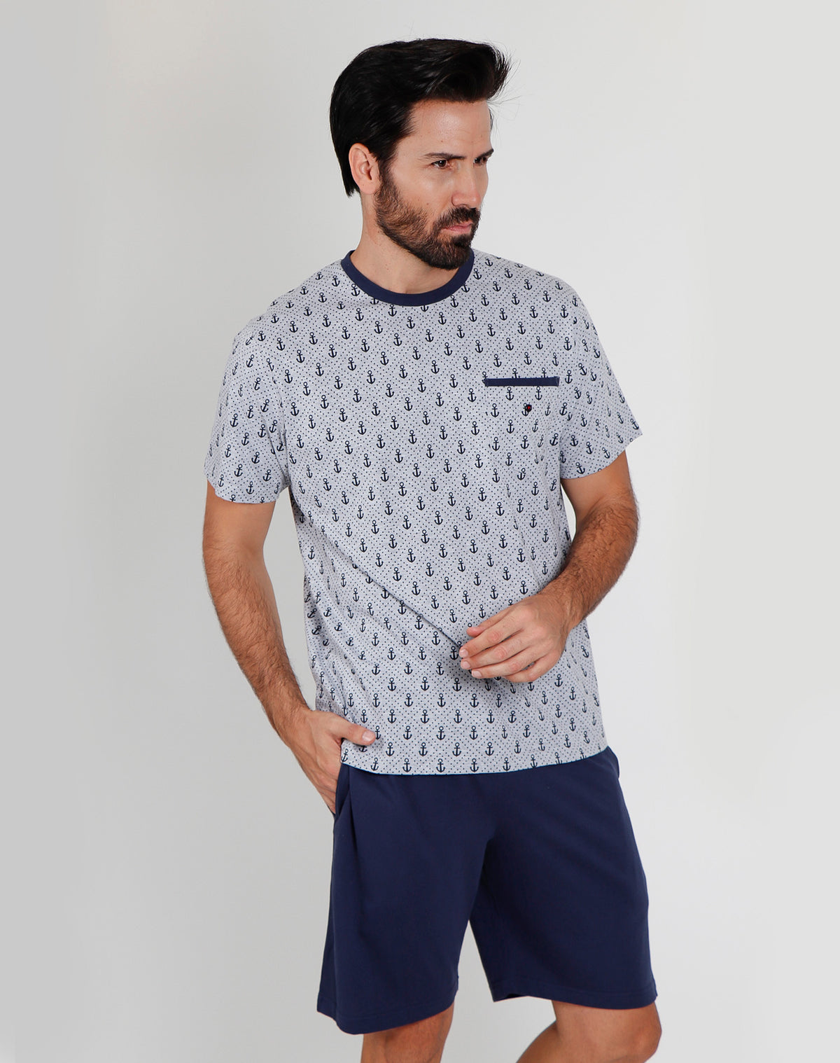 Pigiama uomo corto Admas 55278 stampato ancore