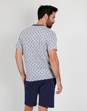 Pigiama uomo corto Admas 55278 stampato ancore