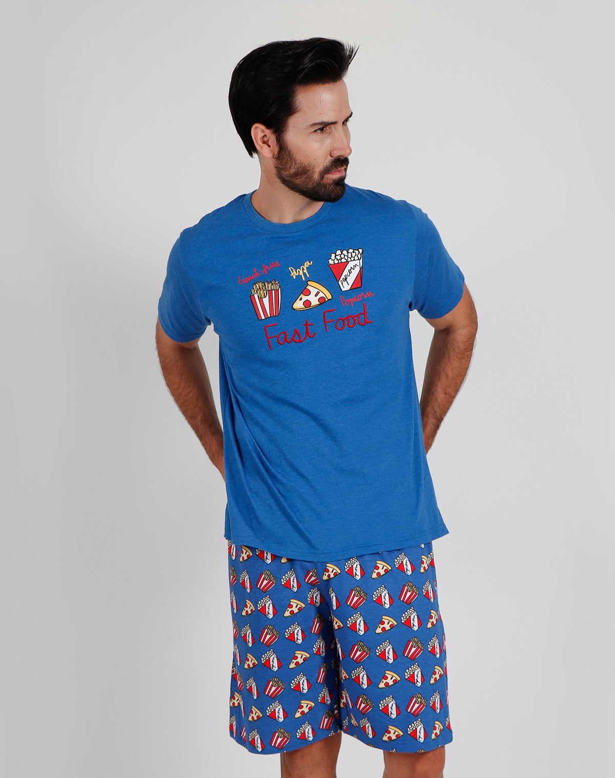 Pigiama uomo Admas 55281 corto stampato azzurro