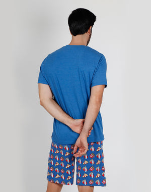 Pigiama uomo Admas 55281 corto stampato azzurro