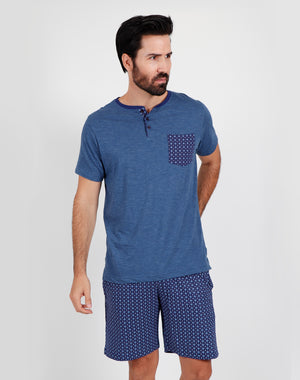 Pigiama uomo corto Admas 55287 fantasia azzurro