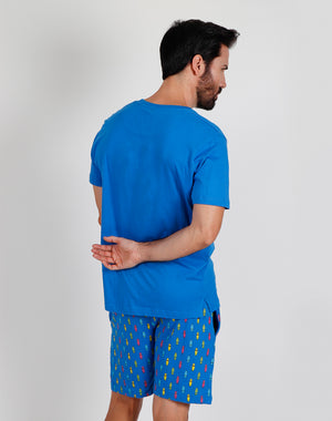 Pigiama uomo corto Admas 55292 azzurro cotone
