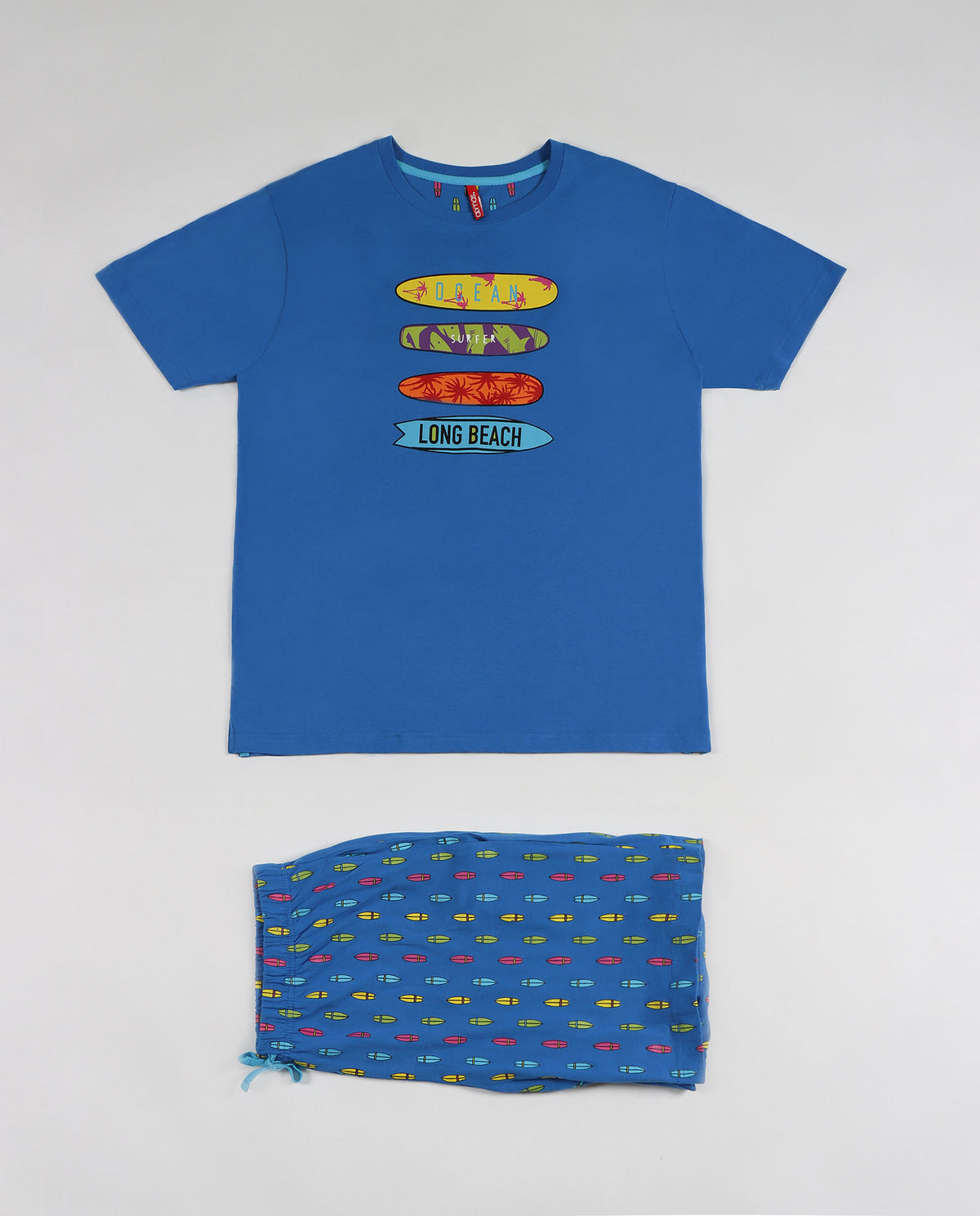 Pigiama uomo corto Admas 55292 azzurro cotone