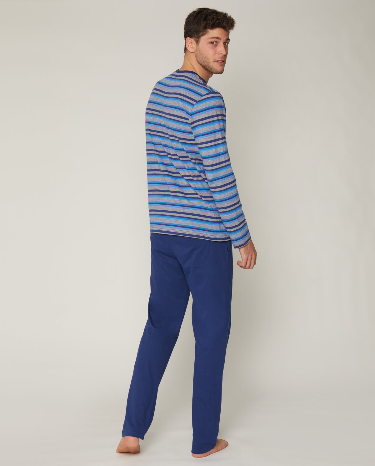 Pigiama uomo lungo Admas 55293 fasciato cotone