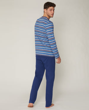 Pigiama uomo lungo Admas 55293 fasciato cotone
