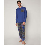 Pigiama uomo Admas 55311 blu lungo caldo cotone