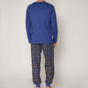 Pigiama uomo Admas 55311 blu lungo caldo cotone