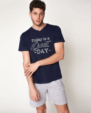 Pigiama uomo corto Admas 55327 stampato blu