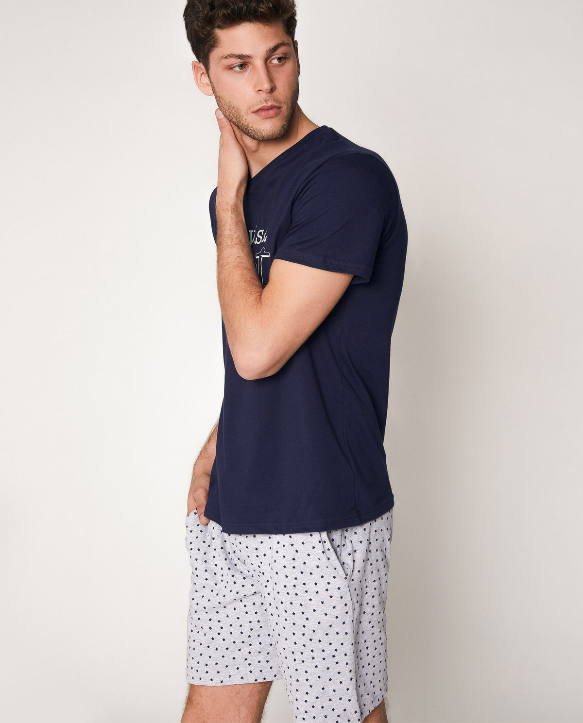 Pigiama uomo corto Admas 55327 stampato blu